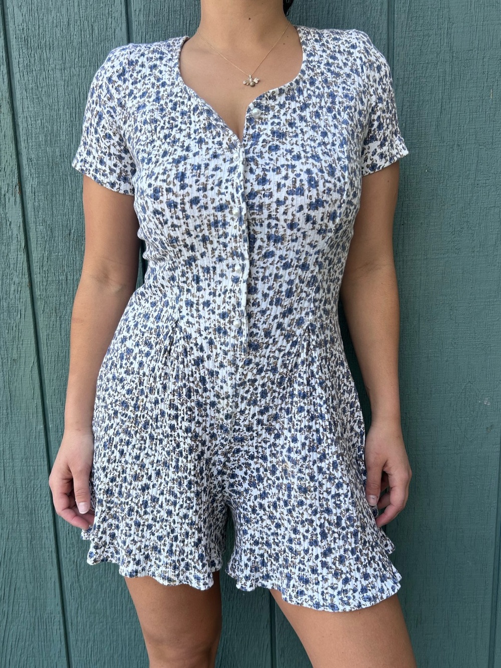 Blue & White Floral Vintage Romper